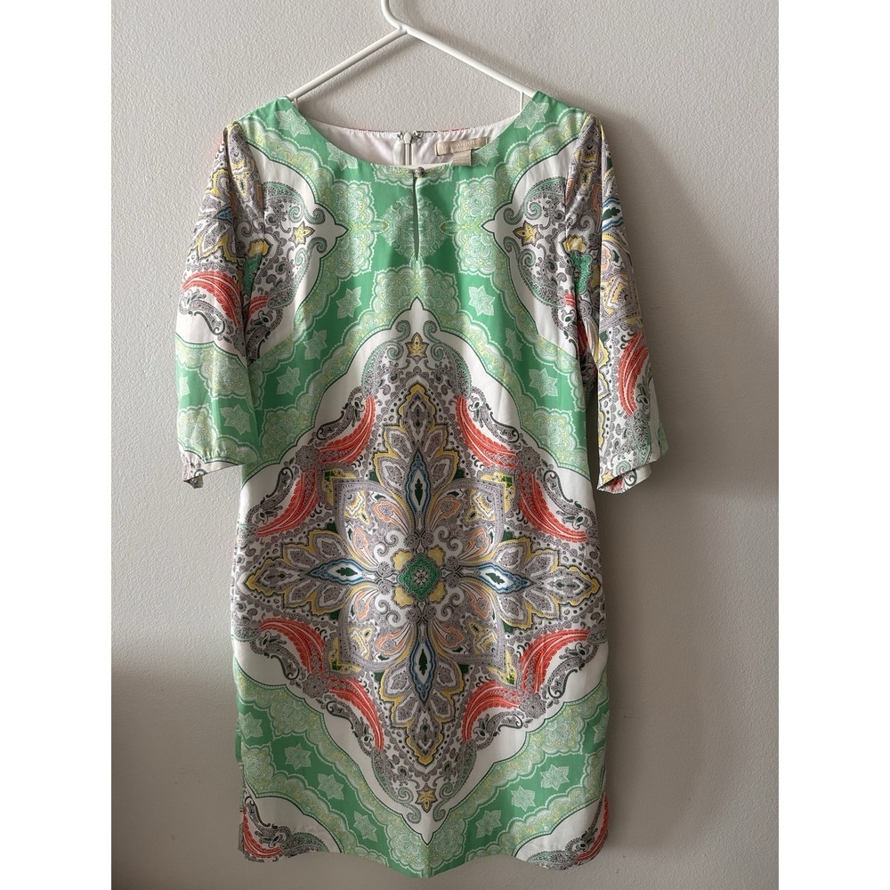 Banana Republic Tunic Dress Size 8 3/4 Sleeve Abstract Paisley Artsy Colorful
